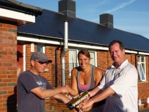 Fiona Haward and James Hunt receiving their prize